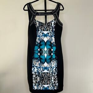 CB Dress-size 16- scuba,‎ stretch, sleeveless, butterfly print,lined,slimming